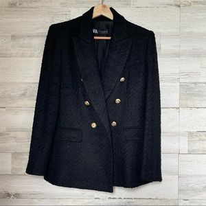 Zara Women's Tweed Classic Blazer Small